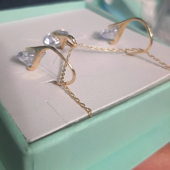 Real Cubic Zirconia Gold Plated Silver Set - Picture 6 of 10